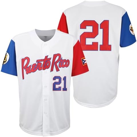 Amazon.com: Men's #21 Roberto Clemente Baseball Jersey Puerto Rico